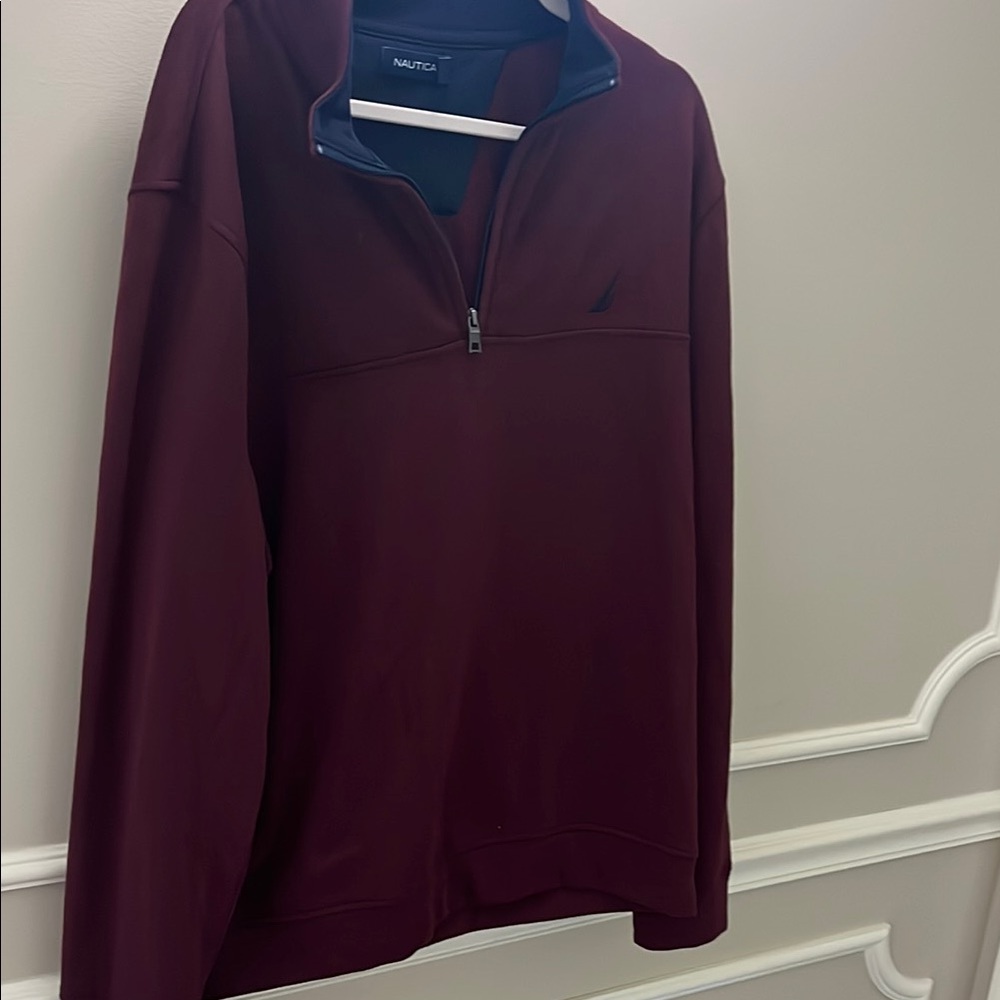 Nautica Red Zip Up Sweater Classic Design